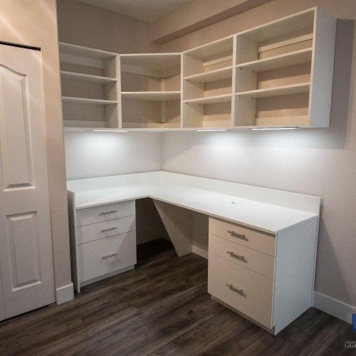  | Custom desk design and build and shelving unit above. | Office & Home Office Shelving Custom Solutions 